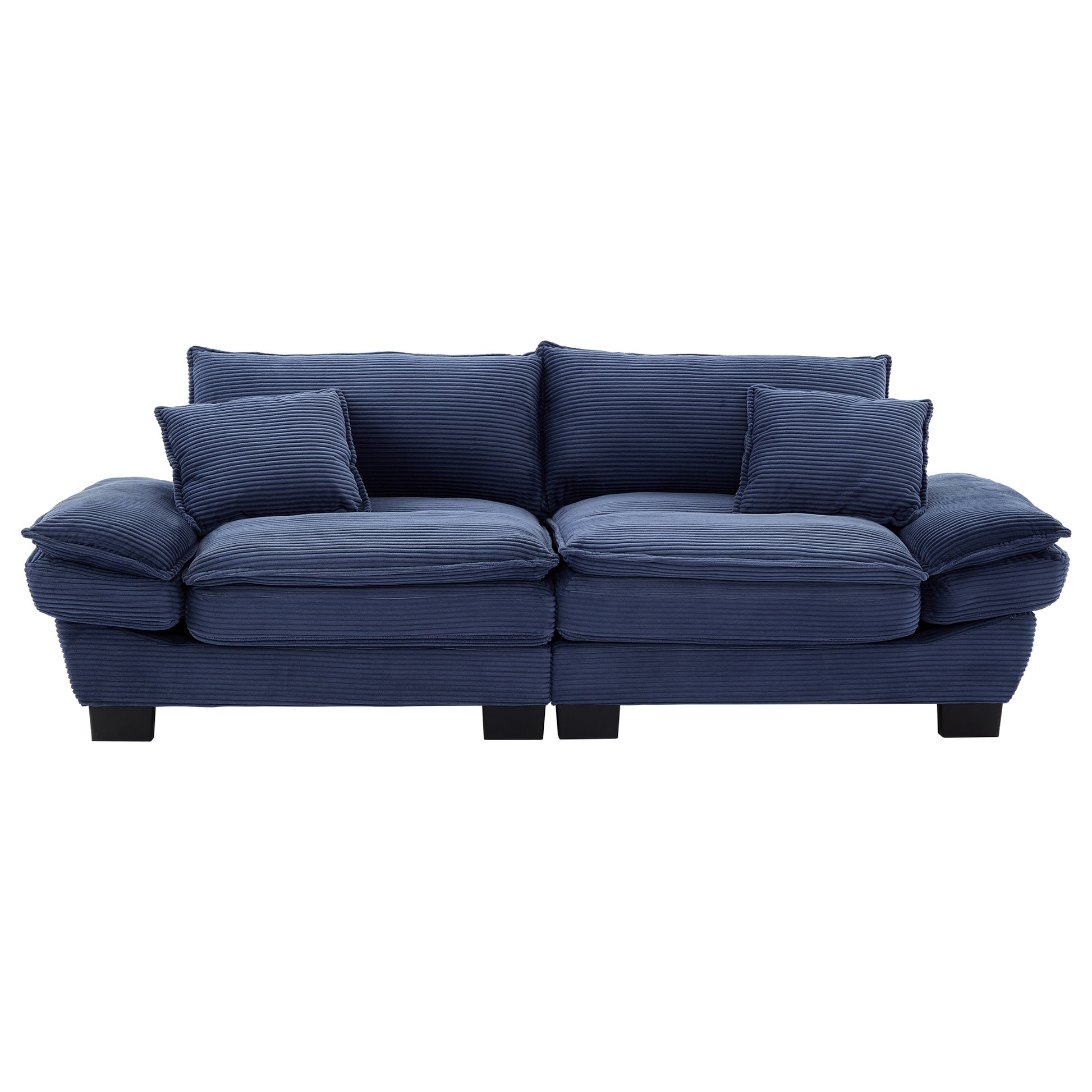 Corduroy Sofa Sleeper Couch Loveseat Sofa with Pillows Comfy Upholstered Deep Seat Sofa for Bedroom,Living Room,Apartment,Office,Dorm-Blue Corduroy