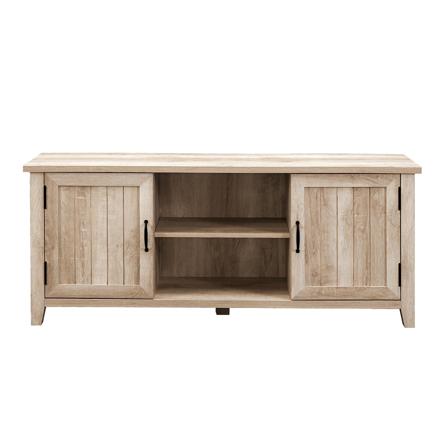 Classic Grooved-Door TV Stand for TVs up to 65" - White Oak