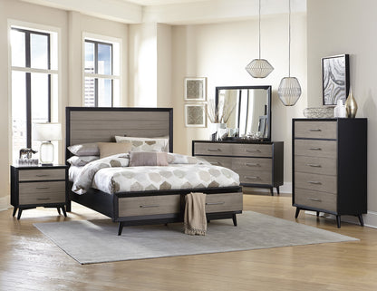 Classic 1pc Bedroom Storage Dresser of 6 Drawers Black Gray Finish Modern Wooden Furniture Tapered Legs