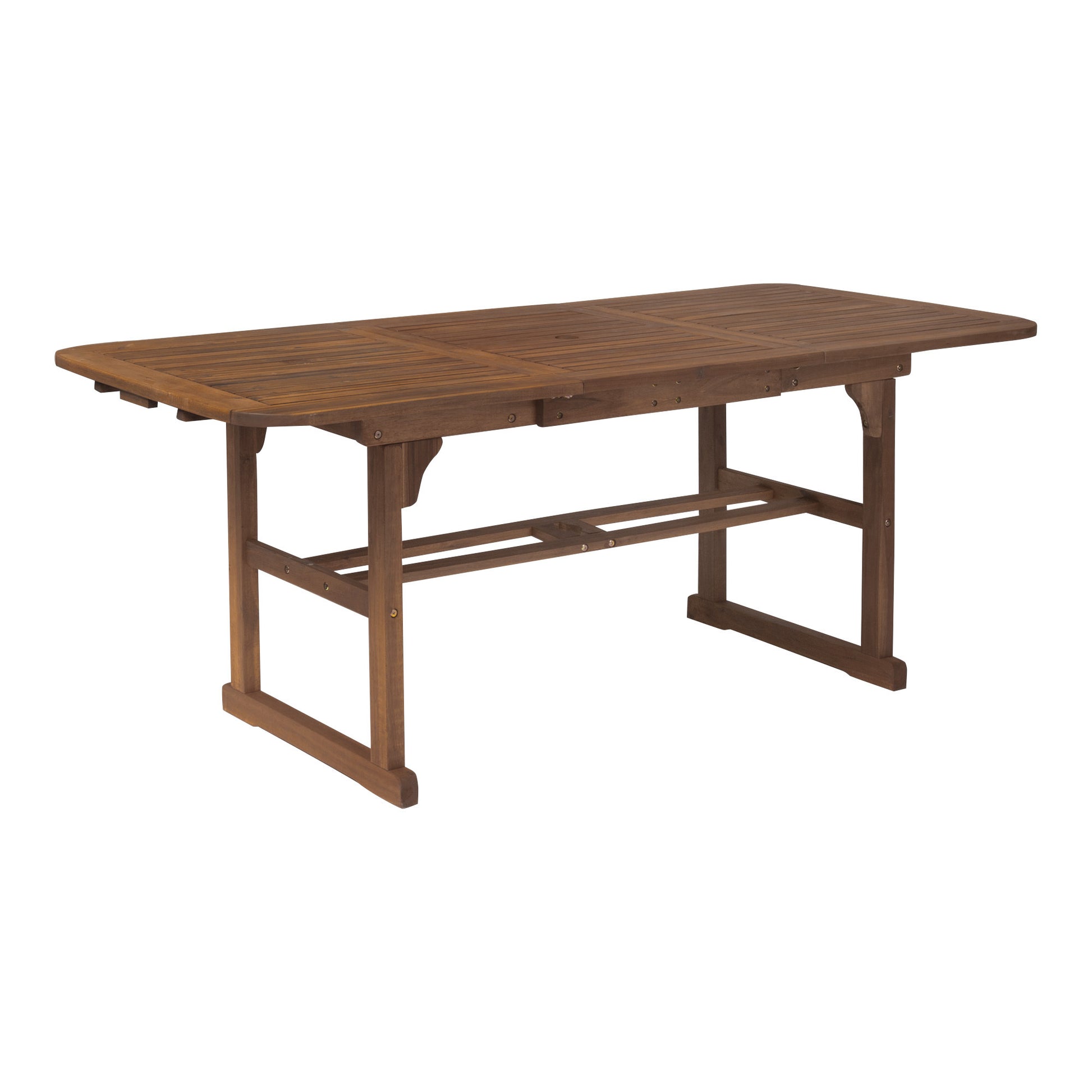 Modern Slat-Top Solid Acacia Wood Butterfly Outoor Dining Table - Dark Brown