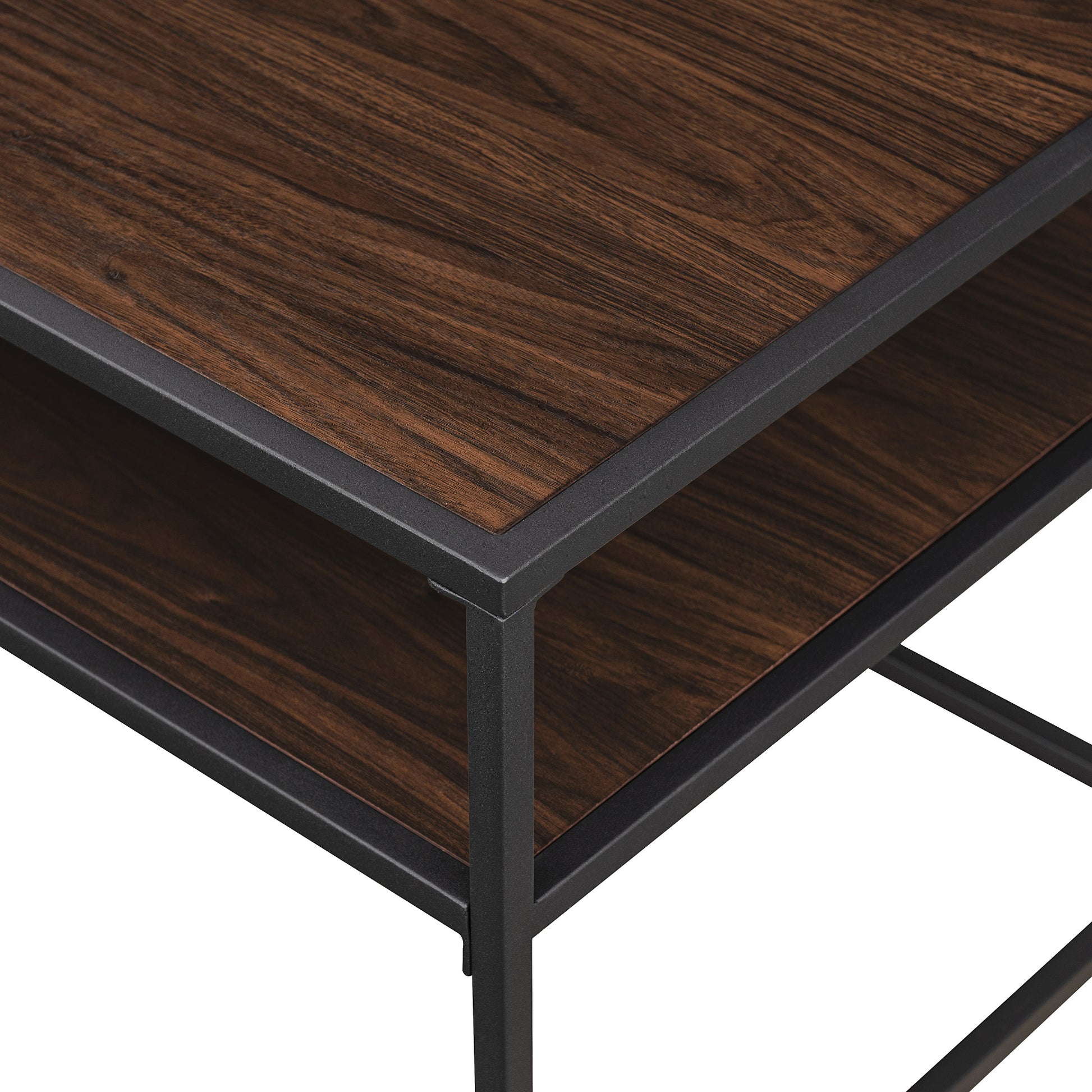 Contemporary Two-Tone Metal Coffee Table - Dark Walnut