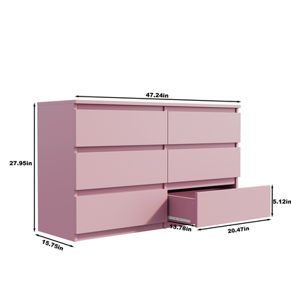 Pink  Large 6 drawers chest of drawer dressers table