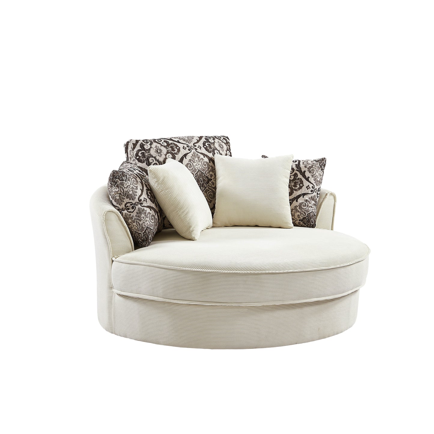 Swivel Accent Barrel Chair with 5 Movable Pillow 360 Degree Swivel Round Sofa Chair for Living Room,Bedroom, Hotel(Old SKU:WF315766AAA), Beige