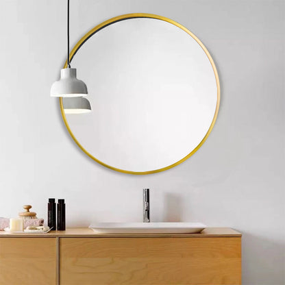 Tempered mirror 28" Wall Circle Mirror for Bathroom, Gold Round Mirror for Wall, 20 inch Hanging Round Mirror for Living Room, Vanity, Bedroom