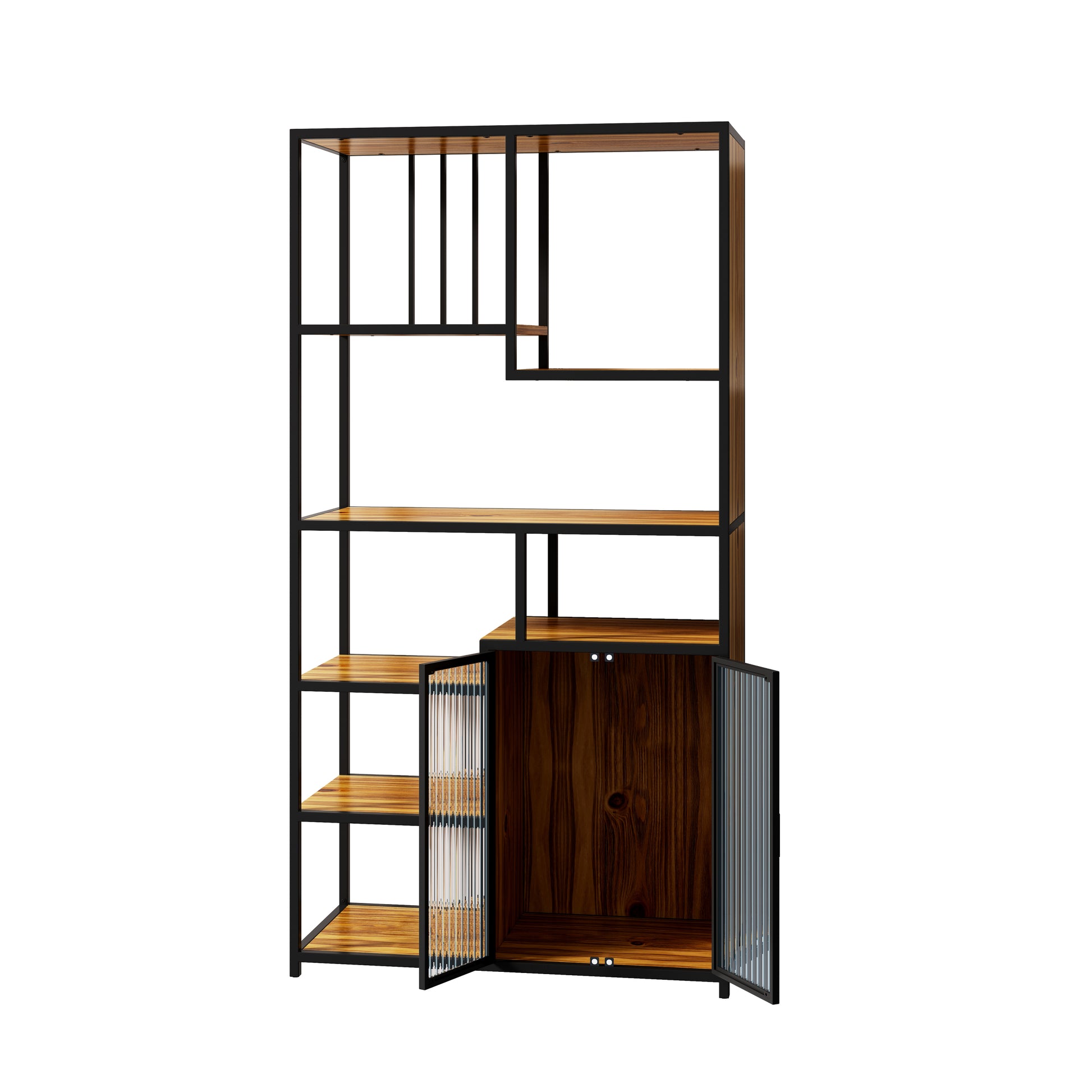 Multipurpose Bookshelf Storage Rack, Right Side with Enclosed Storage Cabinet,for Living Room,Home Office,Kitchen