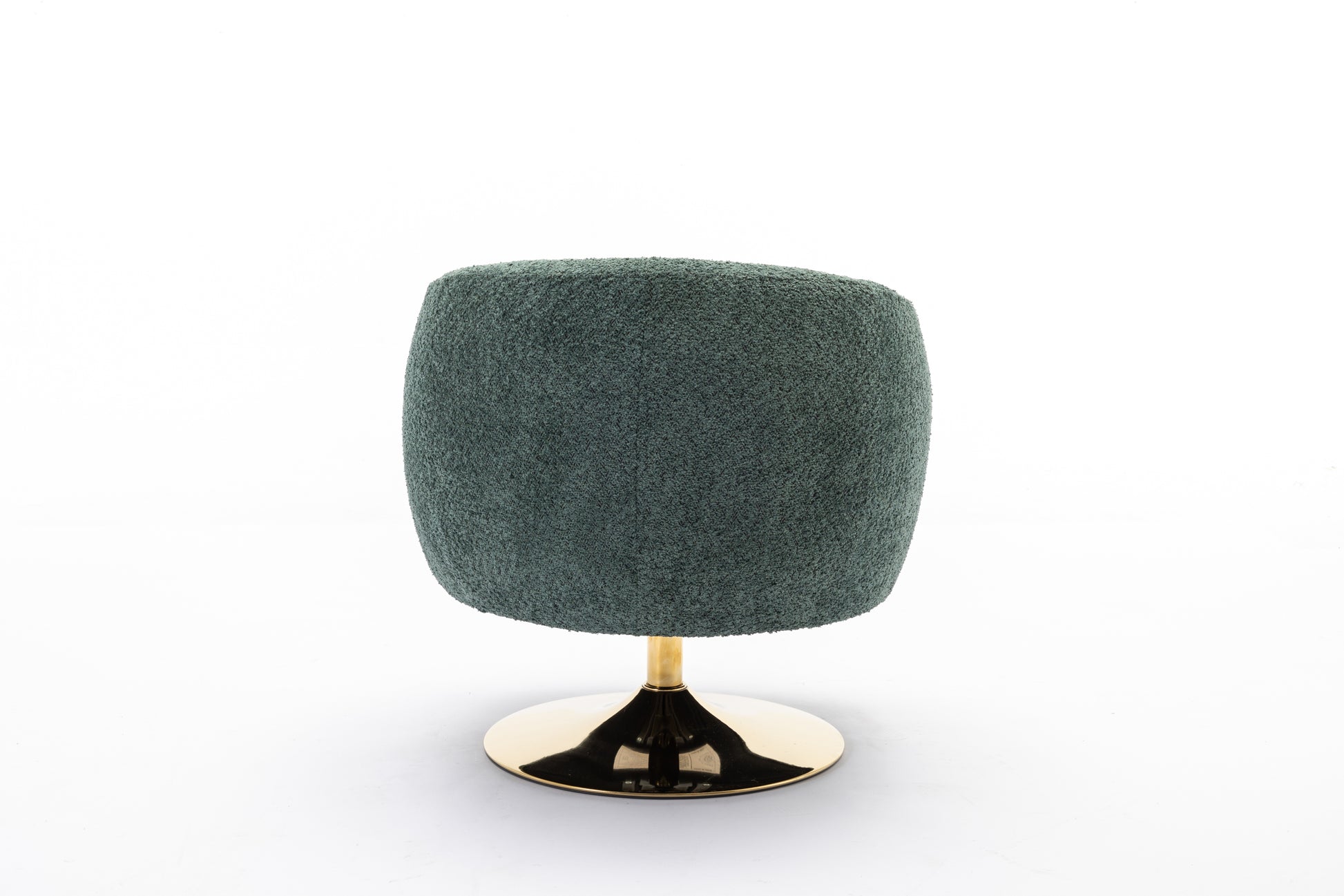 048-Chenille Fabric Accent Swivel Chair With Gold Metal Round Base,Green