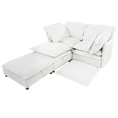 U_Style Double-Layer Cushion Modular Sofa, Freely Combinable, 4-Seater with Storage Function, Includes 4 Soft Cushions, Perfect for Living Rooms, Offices, and Apartments