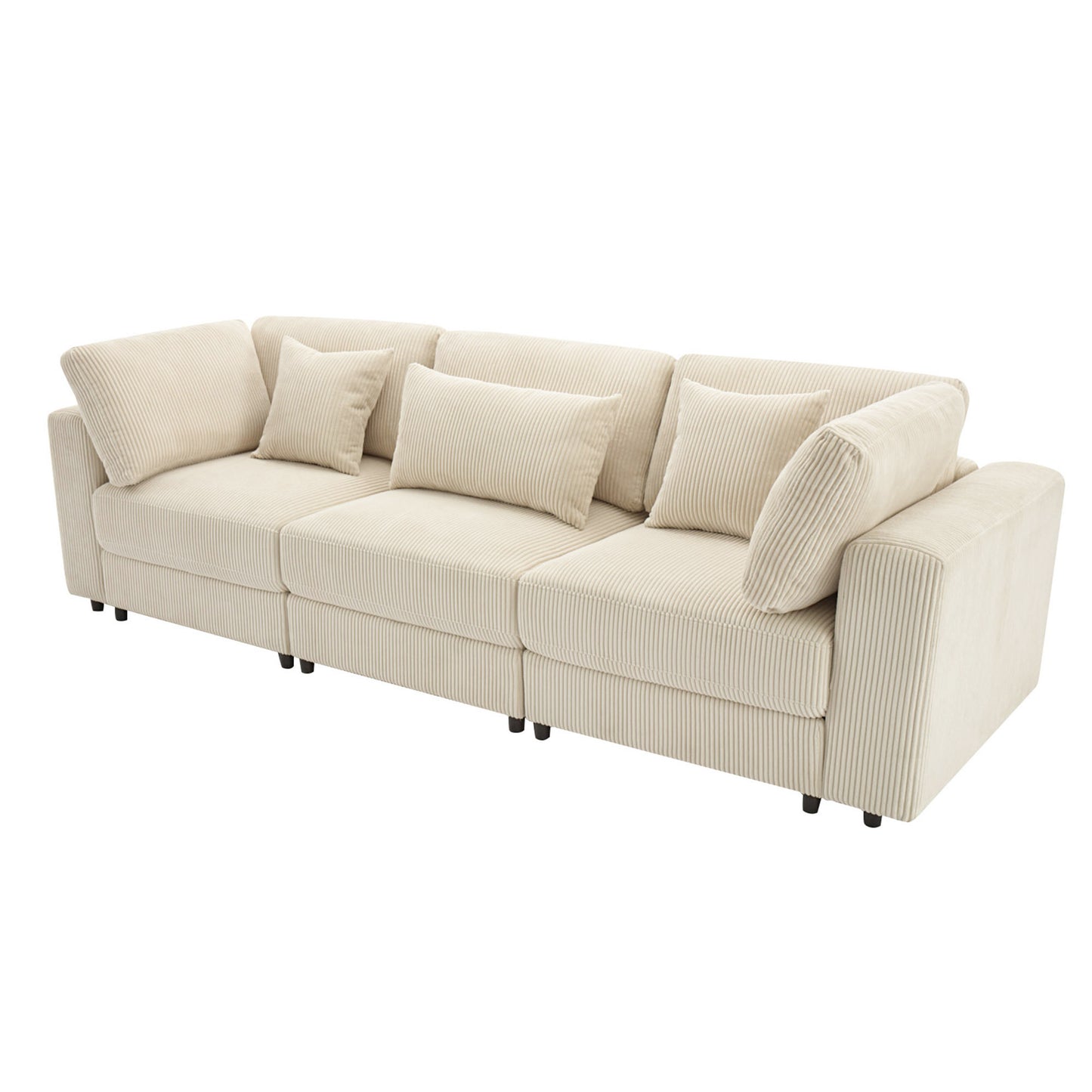 [ Video Provided]U_STYLE 105'' 3 Seater Sofa with Removable Back Cushions and 5 Pillows , for Living Room, Apartment, Spacious Space