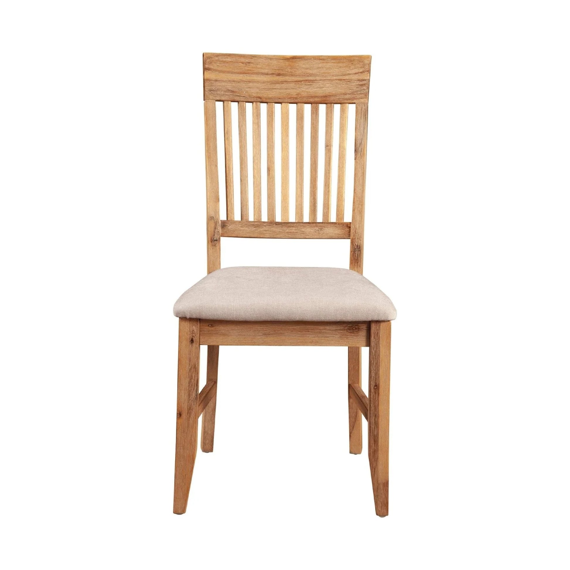 Slatted High Back Wooden Side Chair Set Of 2 Natural Brown And Beige