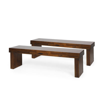 Indoor Solid Wood Bench (Set of 2)