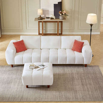 Convertible Sectional Sofa Couch, L Shaped Sofa with Fabric Couch,Modern Design Cream Style Marshmallow Sofa for Living Room and Office,White