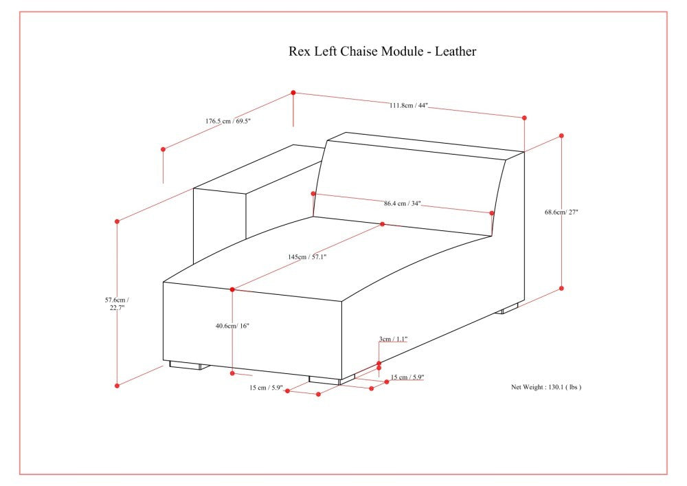 Rex Left Chaise Sofa Module