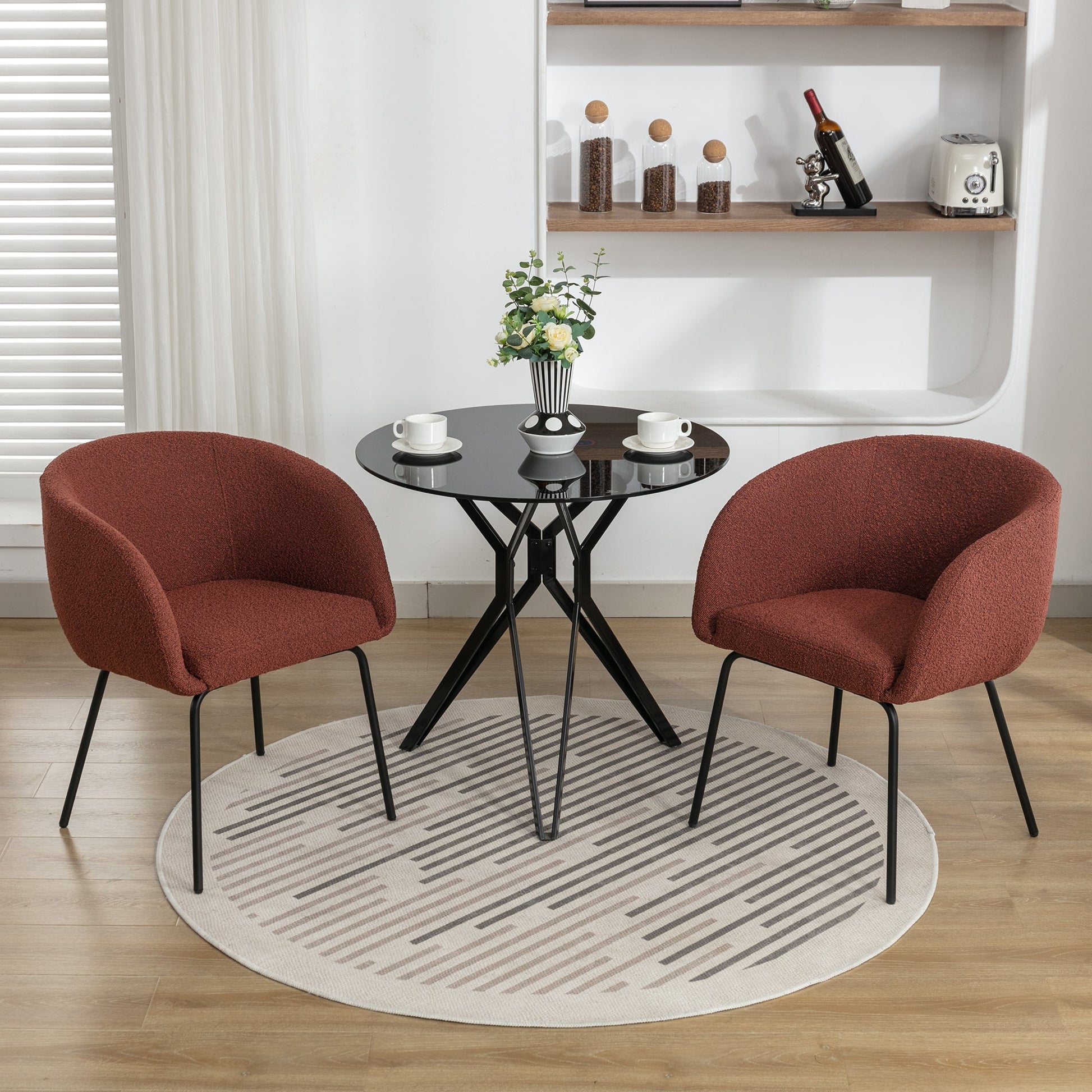 Retro Minimalist Modern Boucle Fabric Dining Chairs