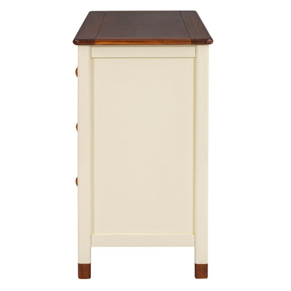 Wooden Storage Dresser with 6 Drawers,Storage Cabinet for kids Bedroom,Cream+Walnut