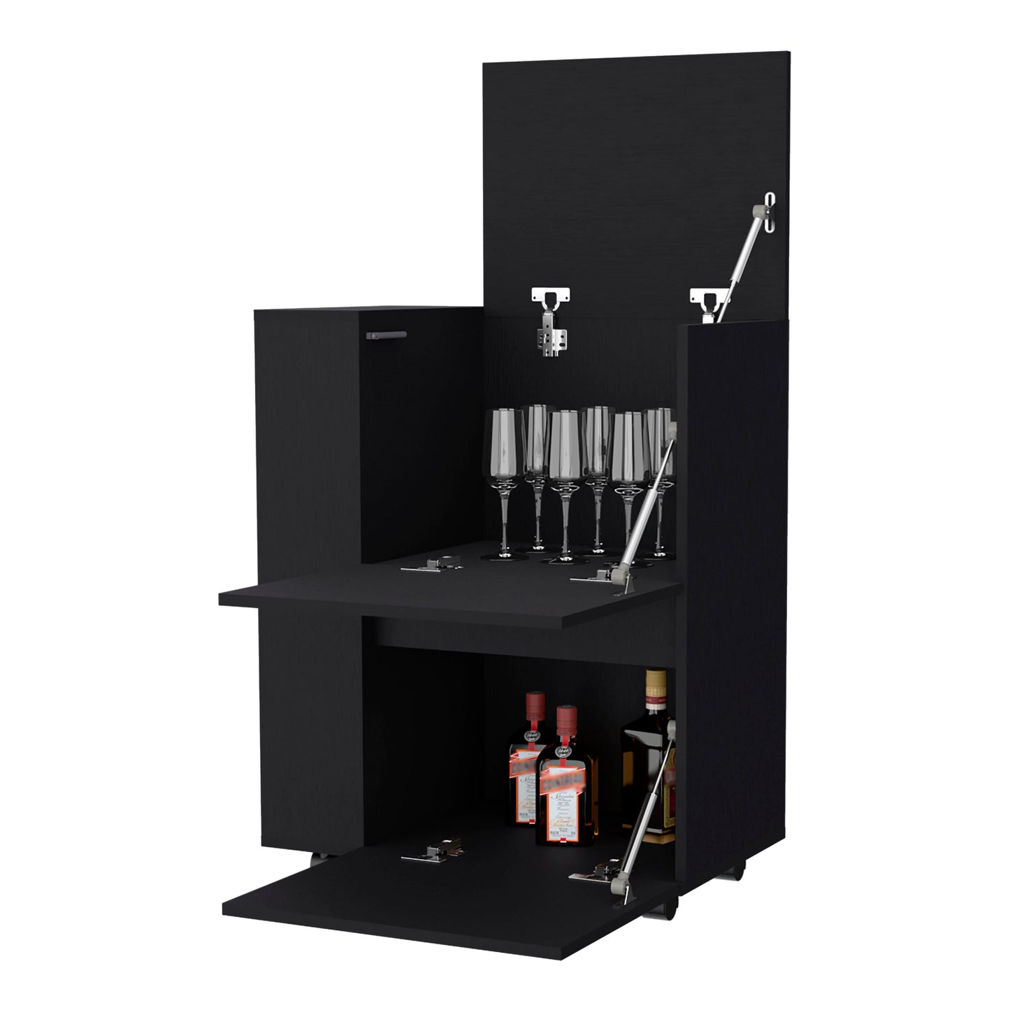 Madeline Black 2-Cabinet Bar Cart