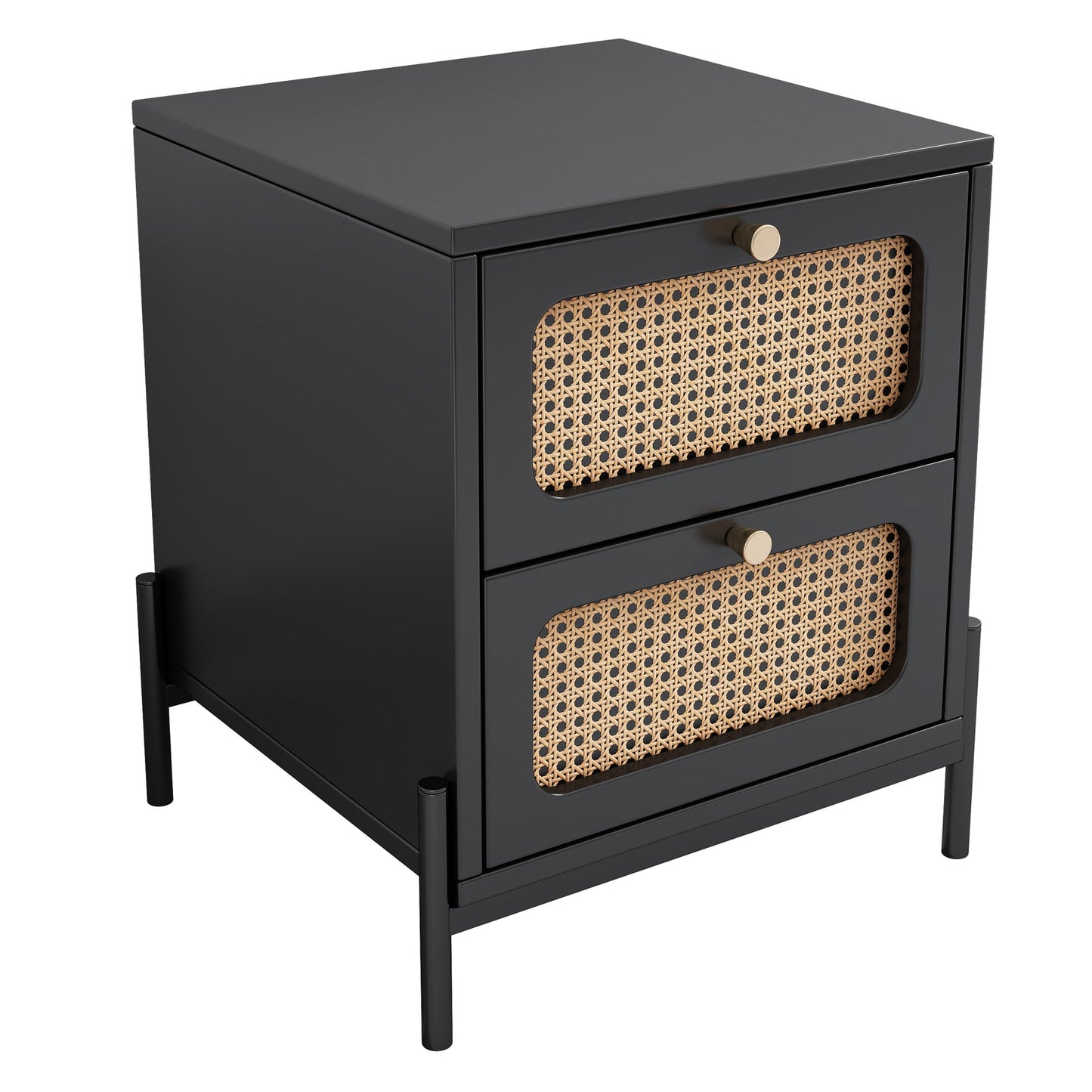 Yara Modern Cannage Rattan Wood Nightstand