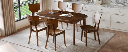 TOPMAX Vintage 7-Piece Dining Table Set with 6 Dining Chairs, Espresso