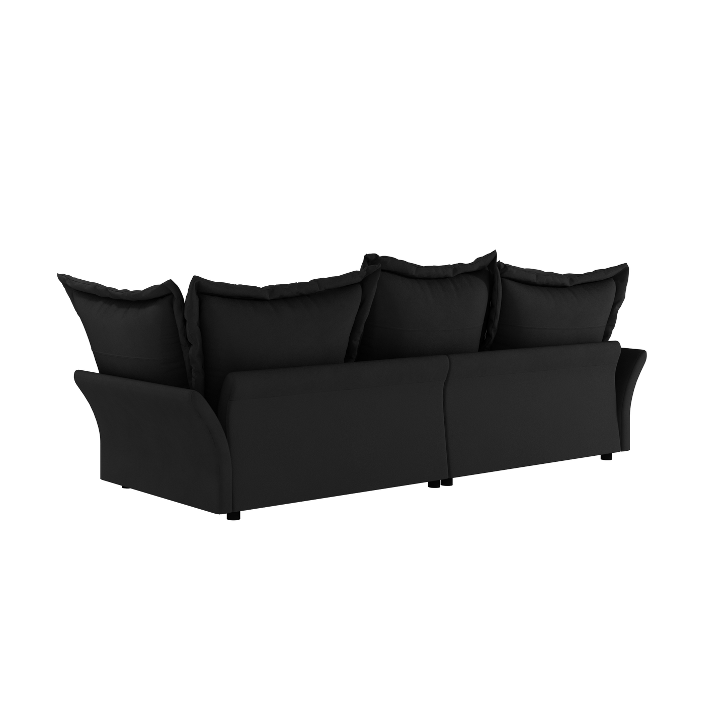 90.55" Modern Comfy Upholstered Sofa Cloud Couch, Deep Seat Couches with Multiple Large Soft Pillows,Convertible Deep Seat Chaise Longue for Living Room Bedroom,Apartment,Office,BLACK