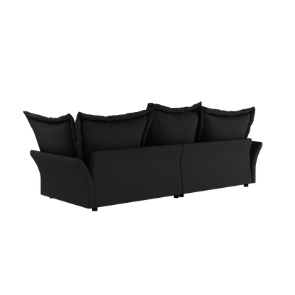 90.55" Modern Comfy Upholstered Sofa Cloud Couch, Deep Seat Couches with Multiple Large Soft Pillows,Convertible Deep Seat Chaise Longue for Living Room Bedroom,Apartment,Office,BLACK