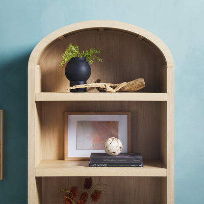 Modern 5 Shelf Open Arched Bookshelf - Oak