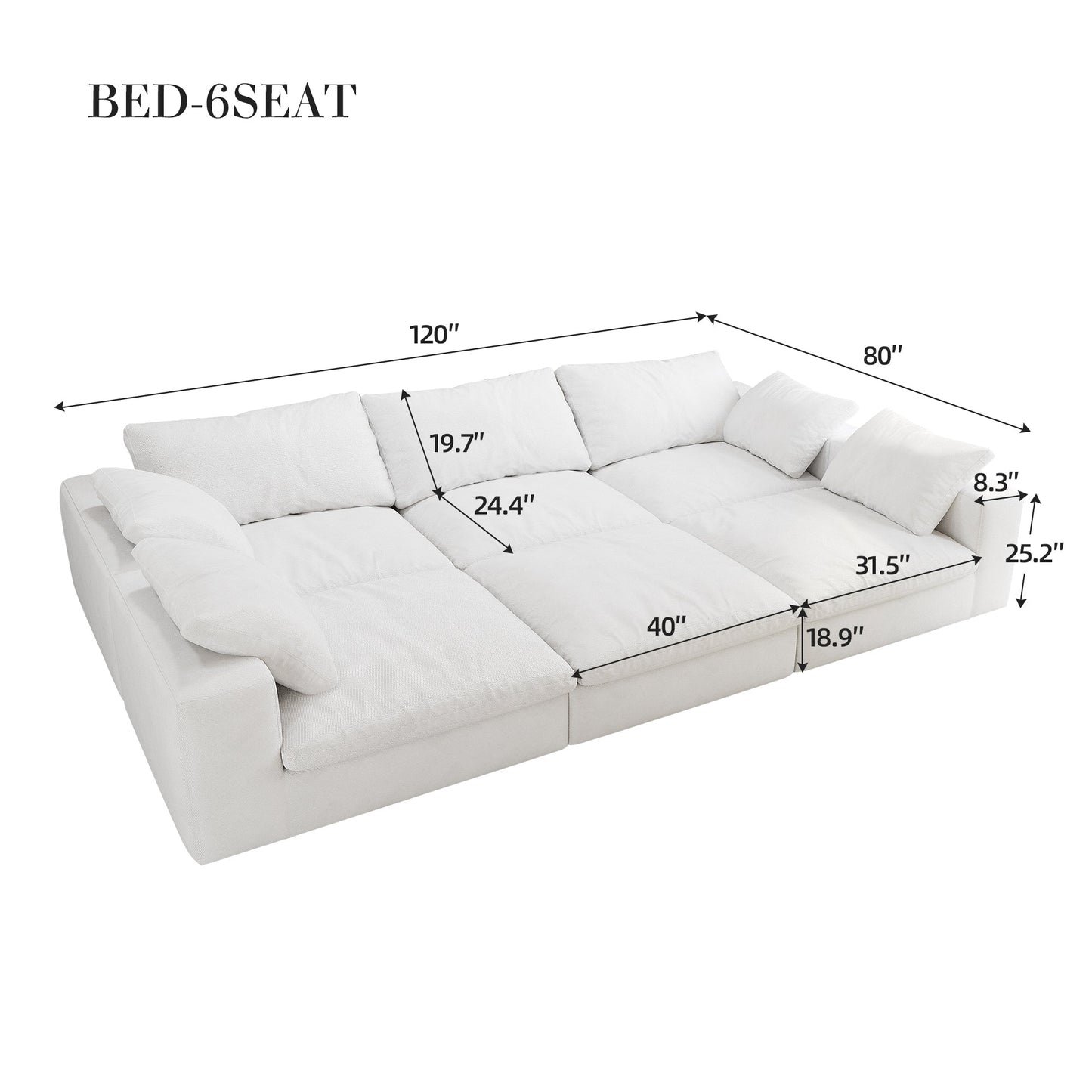 Cloud Modular Sectional Sofa with Storage Ottomans, Down Filled Comfort for Living Room