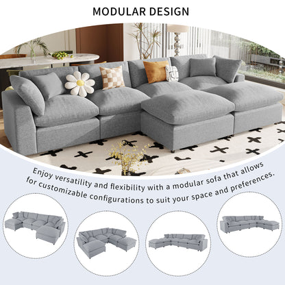 U_STYLE Modern Large U-Shape Sectional Sofa, 2 Large Chaise with Removable Ottomans for Living Room