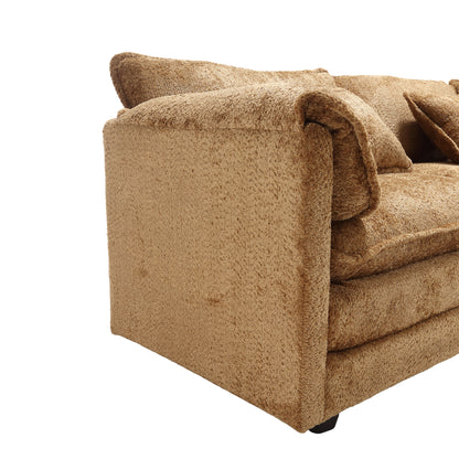 Modern Large boucle Fabric L-Shape Sectional Chenille fabric, movable pedals, detachable armrests, oversized three-seat Sofa