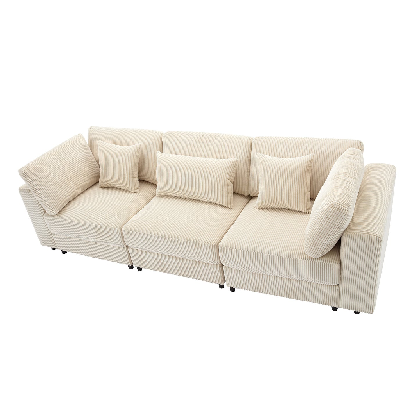 [ Video Provided]U_STYLE 105'' 3 Seater Sofa with Removable Back Cushions and 5 Pillows , for Living Room, Apartment, Spacious Space