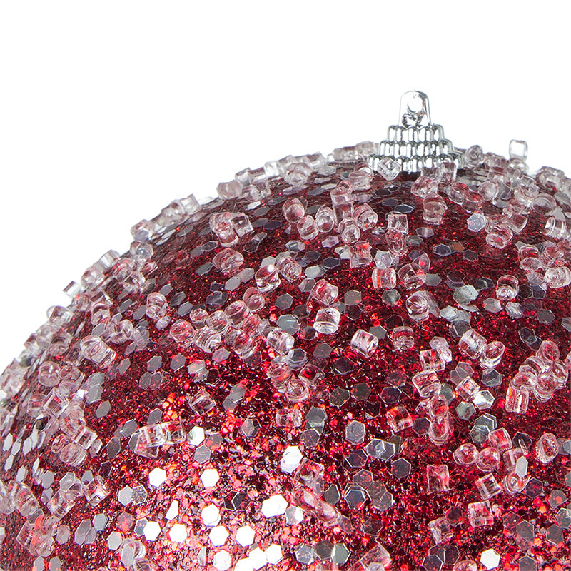 6" Red Glittered Ball Ornament, Decorative Hanging Ball Christmas Tree Ornaments for Holiday Party Decorations, Set of 3