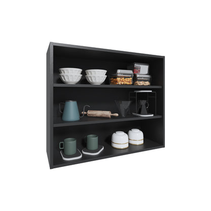 Wally 36" Wide x 30"H 3-Tier Open Wall Cabinet, Wall Shelf, Storage Cabinet, Cube Shelf Bedroom, Office, Living Room, Garage Black