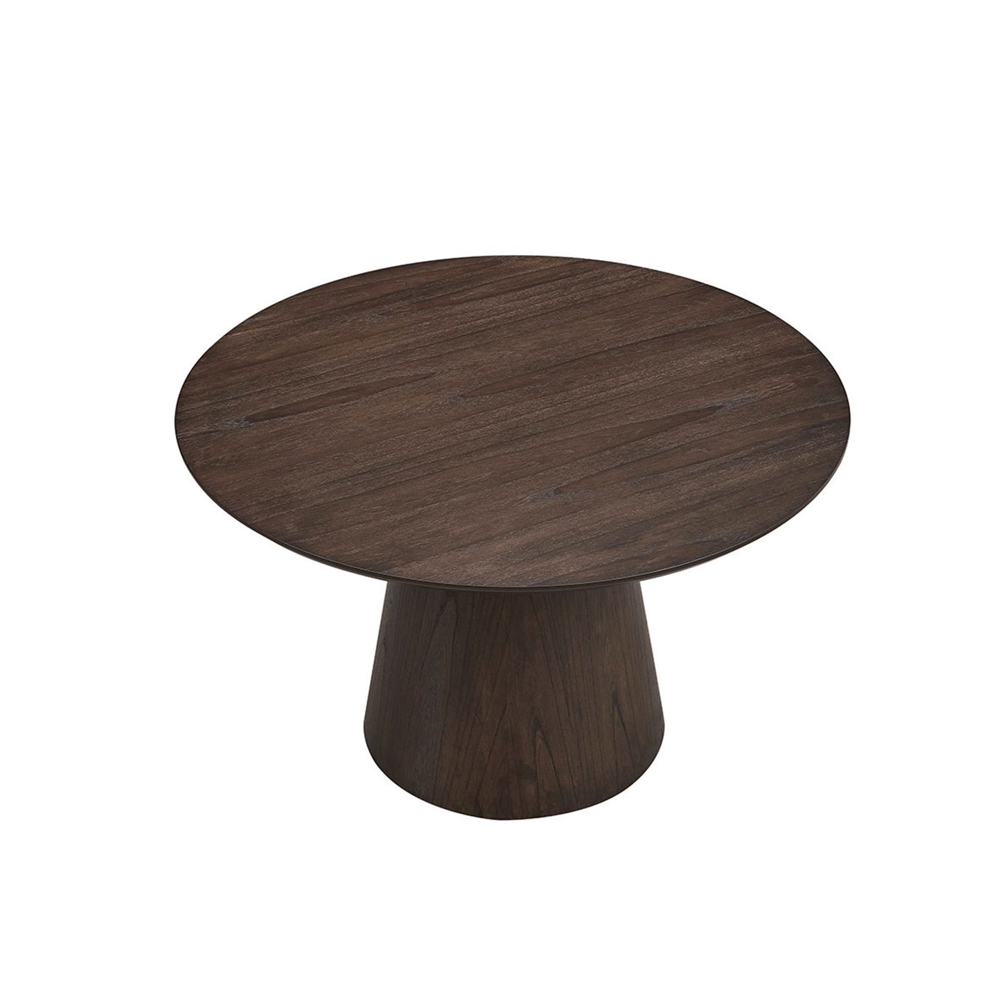 47.24'' Round Modern Style MDF Wood Dining Table for Kitchen, Living Room, Cafe, Stylish Leisure Desk with Sturdy Cylindrical Base, for Small Spaces, Apartment,Brown