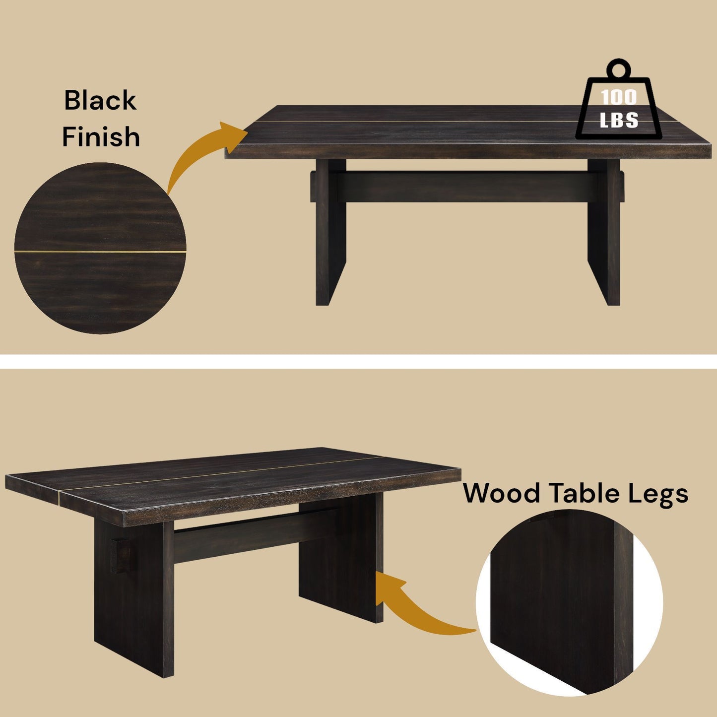 Jaramillo  Gold & Rustic Espresso Finish Dining Table