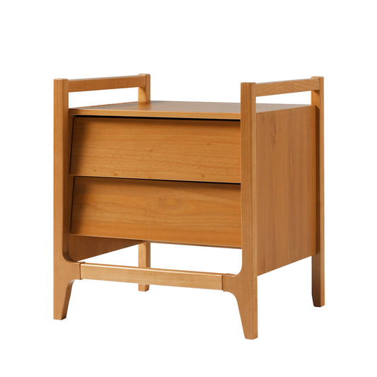 Scandi Angle Face Solid Wood Nightstand – Caramel