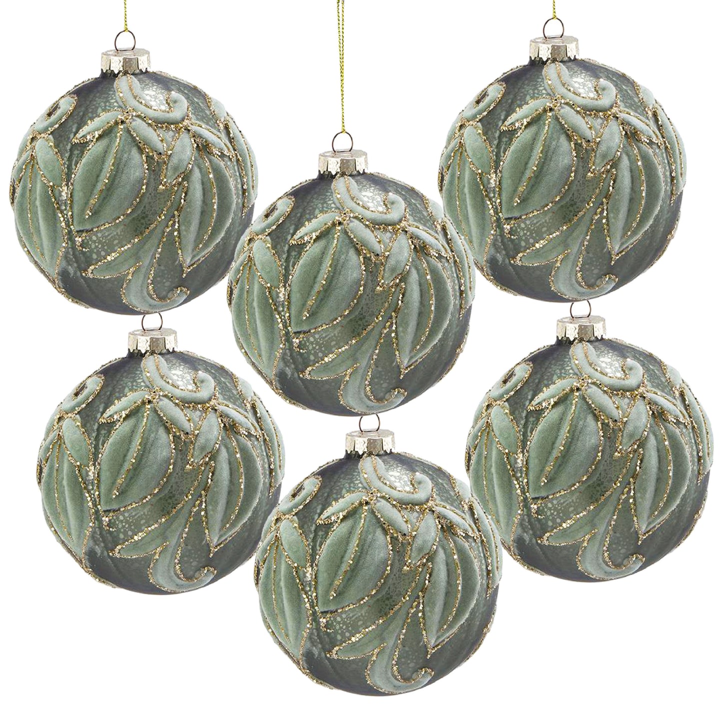 D3.9" Christmas Ball Ornaments, Glass Decorative Hanging Ball Christmas Tree Ornaments for Holiday Party Decorations, Set of 6