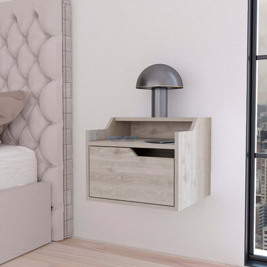 Nolan Light Gray Dual-Shelf Display Nightstand