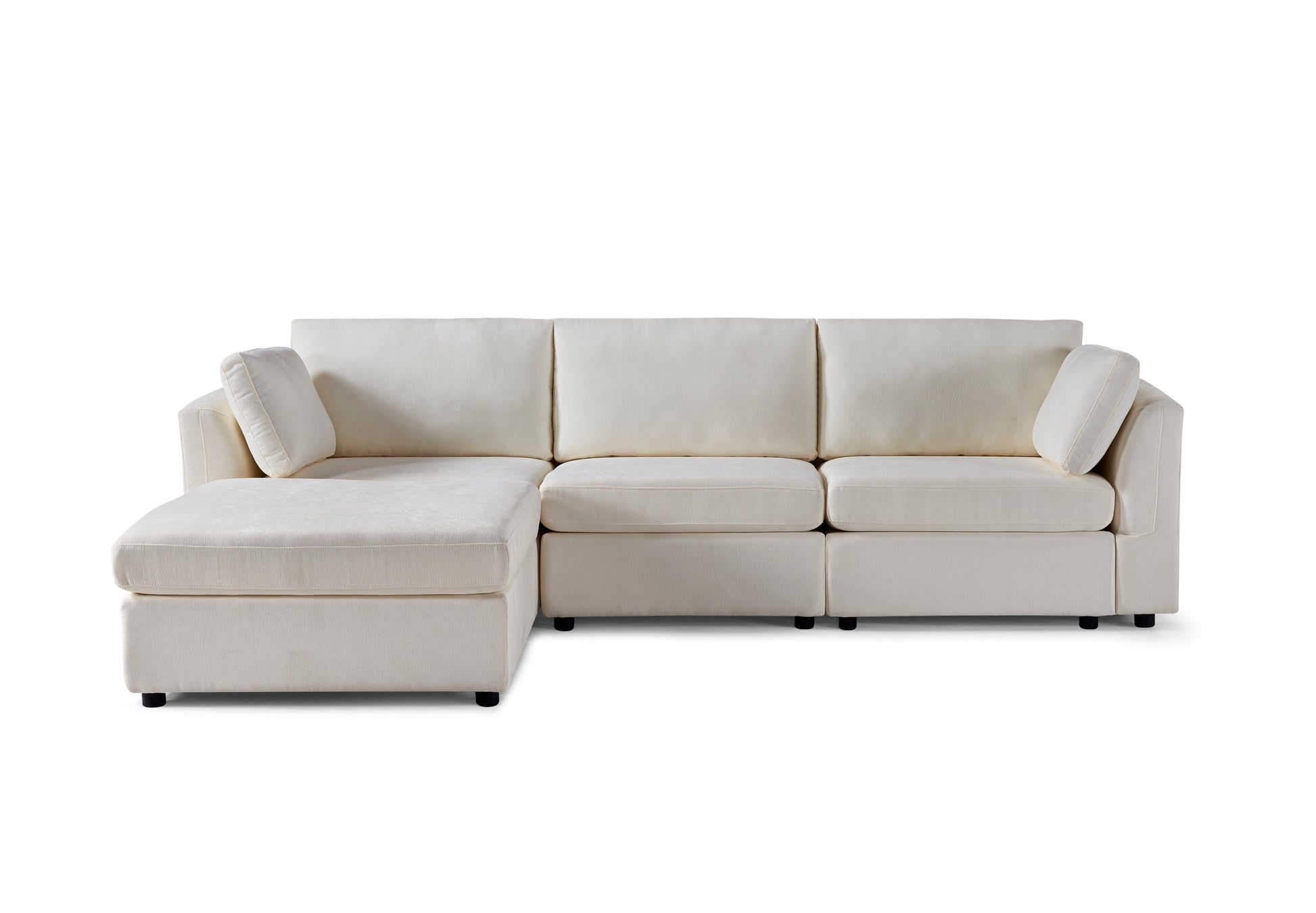 modular sofa whitechenille fabric,  simple and grand, the seat and back is very soft. this is also a KNOCK DOWN sofa