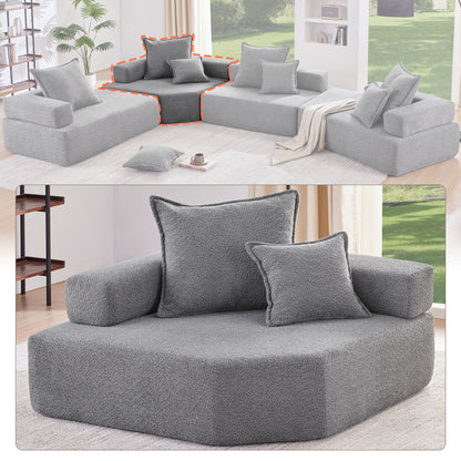 Corner Frame for Oversized Modular U Shaped Sectional Sofa,Luxury Boucle Floor Couch Set,Convertible Sleeper Couch,Spacious Foam-Filled Sofa Bed for Living Room