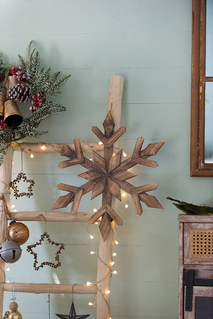 21.7x 21.7" Large Fir Wood Snowflake Ornaments, Hanging Home Decor Accents for Christmas Tree, Wall Art, Holiday Display, Set of 2