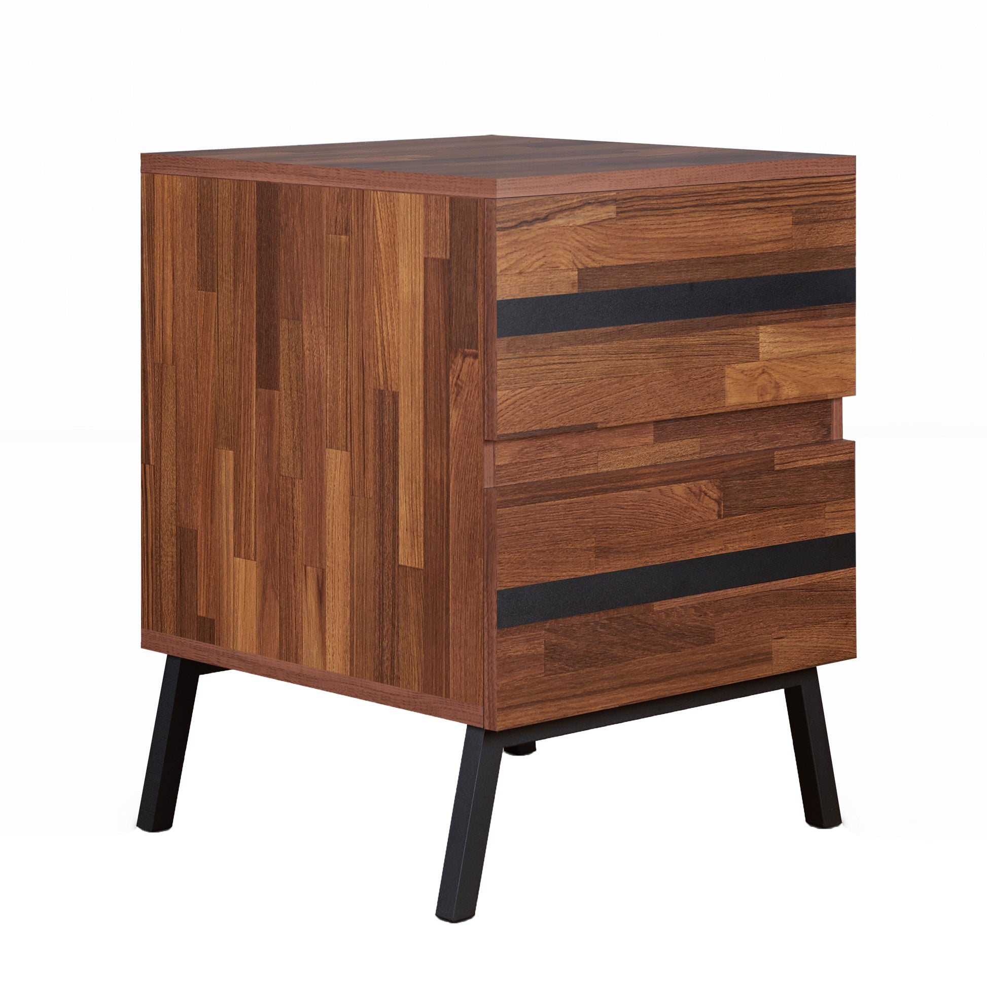 Walnut and Sandy Black 2-drawer Nightstand