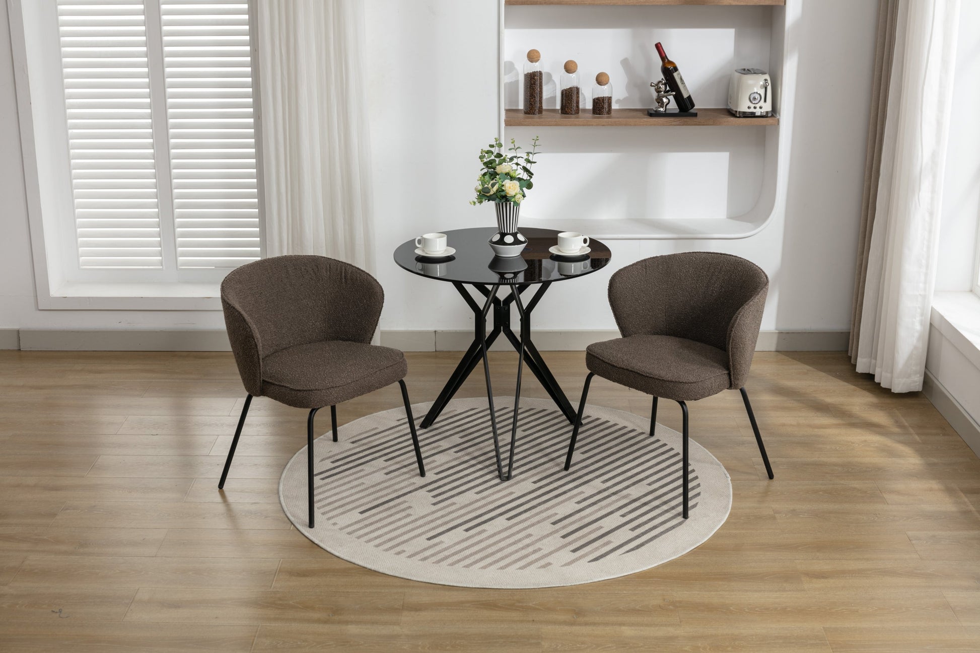 Retro Minimalist Modern Boucle Fabric Dining Chairs