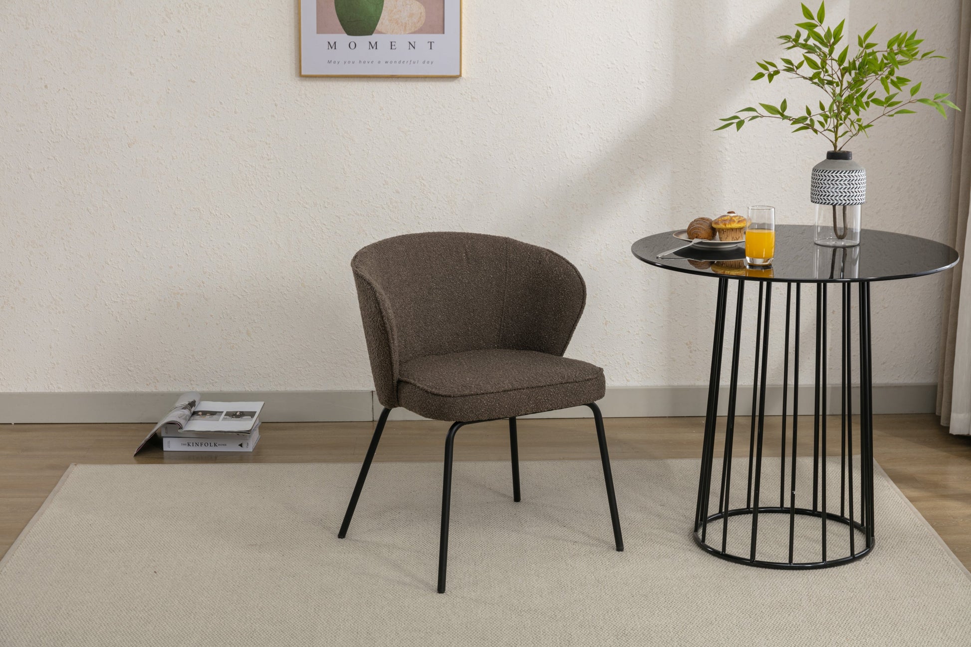 Retro Minimalist Modern Boucle Fabric Dining Chairs