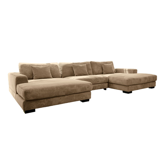 Bella Tan Corduroy U-Shaped 3-piece Sectional