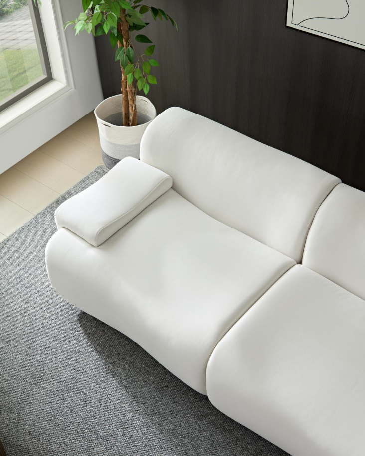 WKS8W White, strong and durable fabric, 4 free sectional sofa, high density sponge and solid wood frame