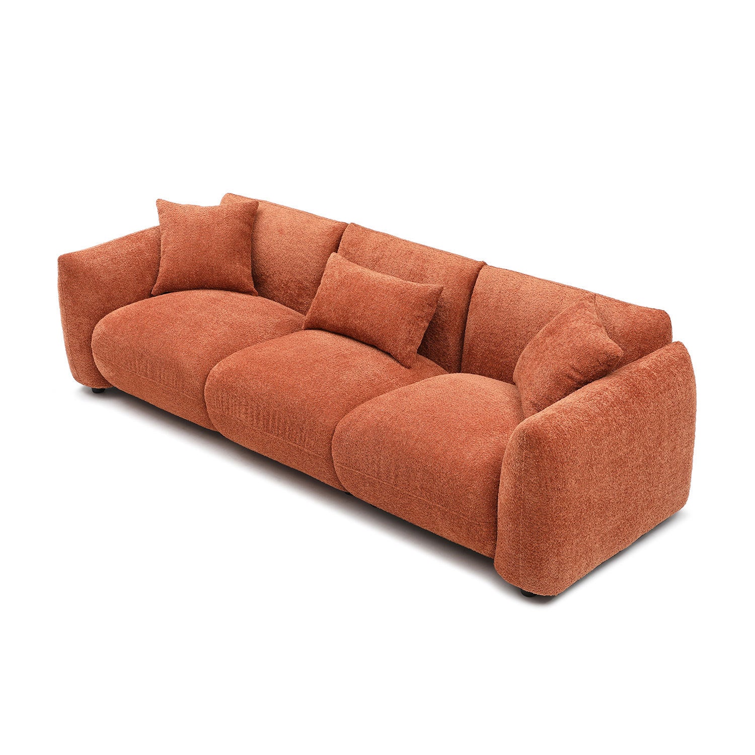 Mid Century Modern Couch 3-Seater Sofa for Livingroom, Orange