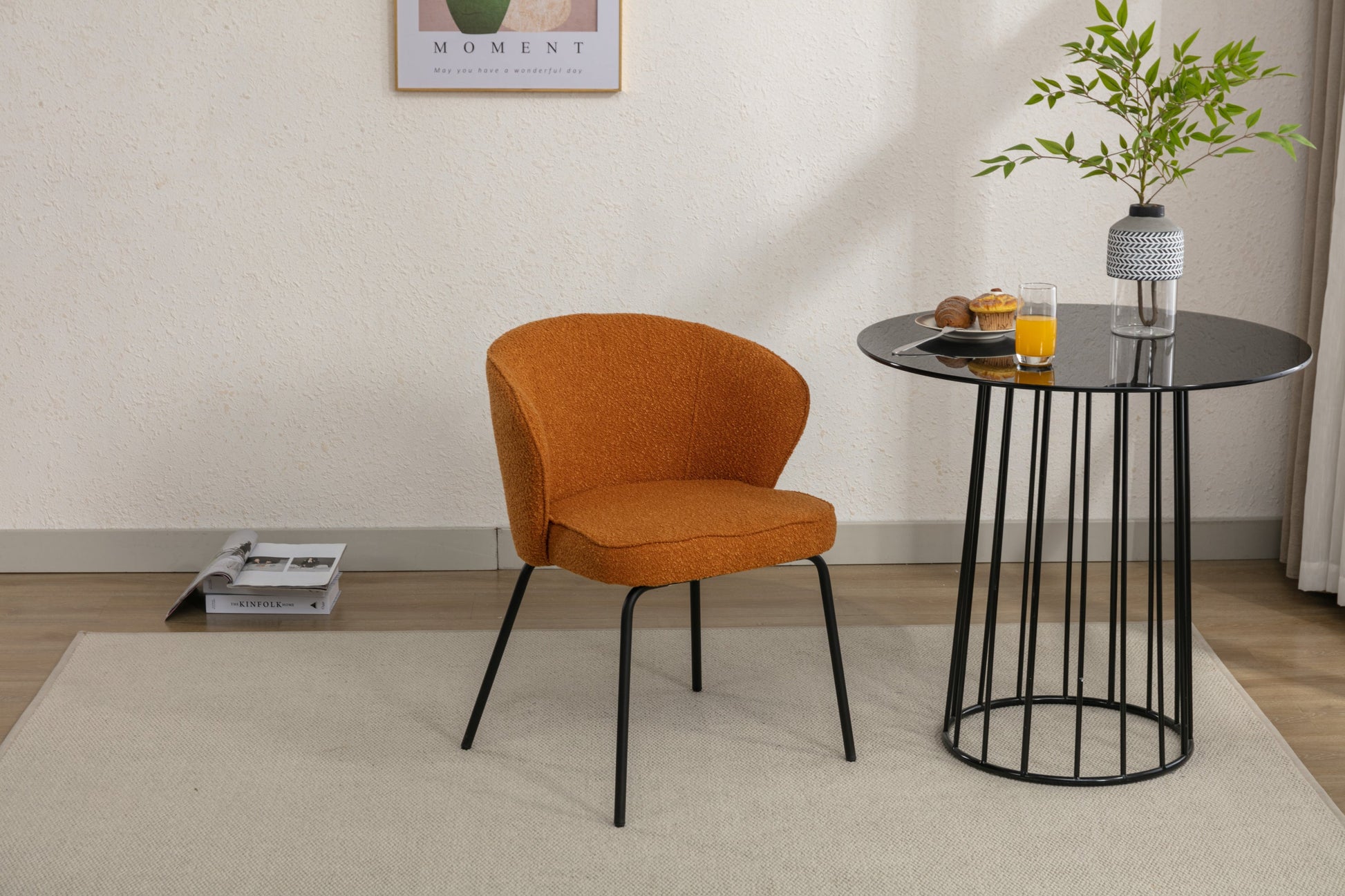 Retro Minimalist Modern Boucle Fabric Dining Chairs