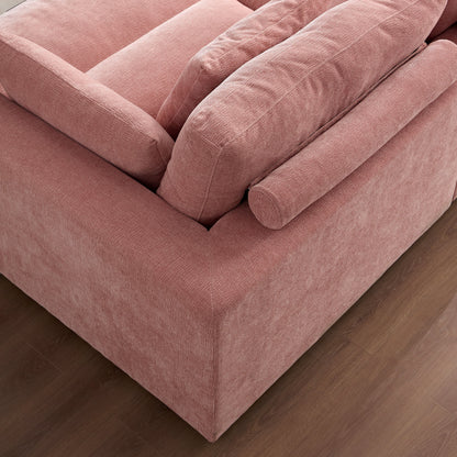 89.76 inch Double Sleeper Sofa Cloud Couch Soft Fluffy Fabric Upholstery with Square Armrests,Comfor Daybed with Over Wide Sofa Bed,Modern Beanbag for Living Room  Apartment,Pink