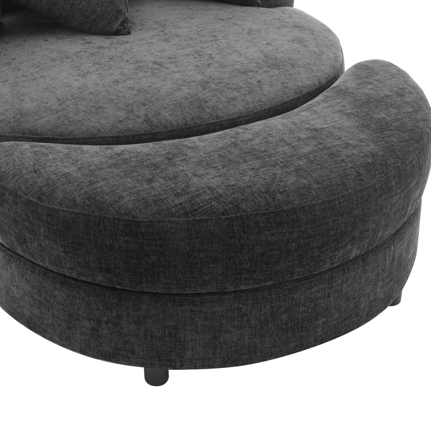 Orisfur. 360° Swivel Accent Barrel Chair with Storage Ottoman & 4 Pillows, Modern Chenille Leisure Chair Round Accent for Living Room, Gray