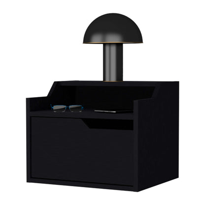 Nolan Black Dual-Shelf Display Floating Nightstand