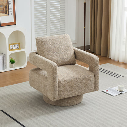 29.13" W Square Swivel Accent Chair, Modern Rotating Arm Chair with Open Back,360 Degree Rotation, Lounge Club Chair with Removable Back Cushion for Living Room, Hotel, Bed Room,Taupe