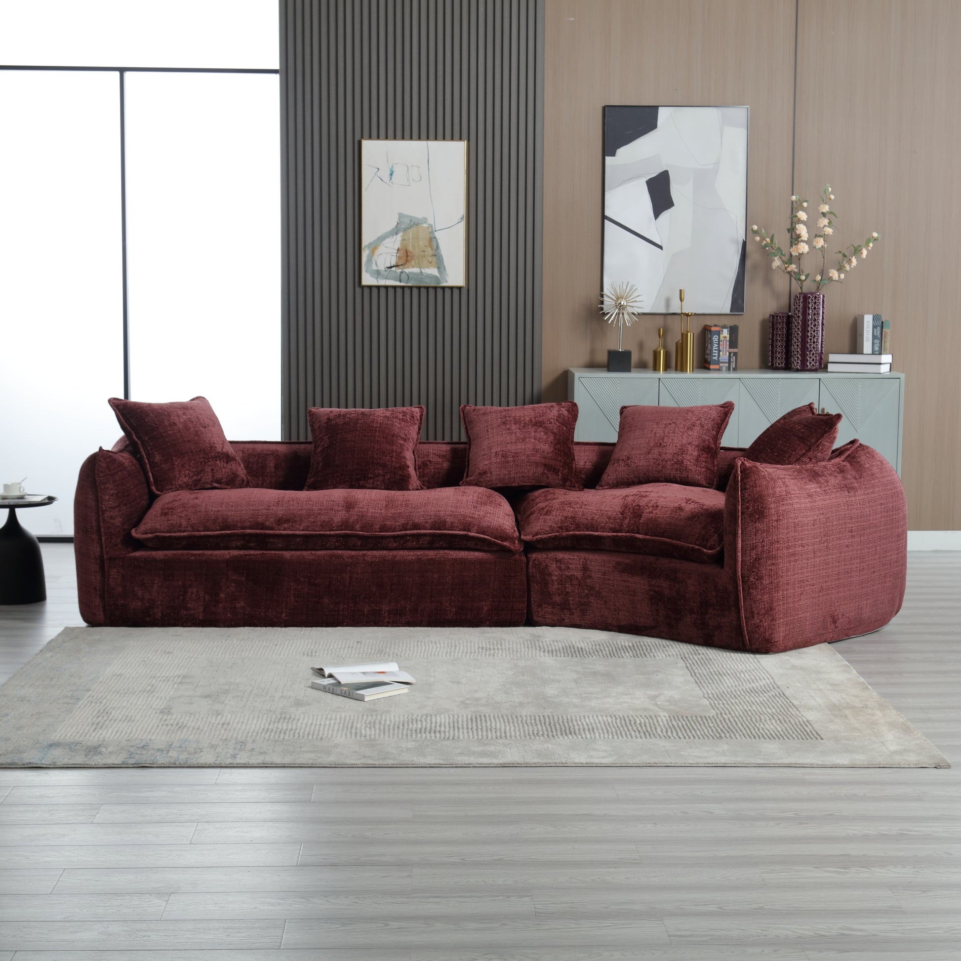 Modular Sectional Sofa, U-Shaped Couch with Sofa for five & Pillows, Modern Minimalist chenille Fabric Large Comfy Cloud Sofas, Living Room Furniture Sets